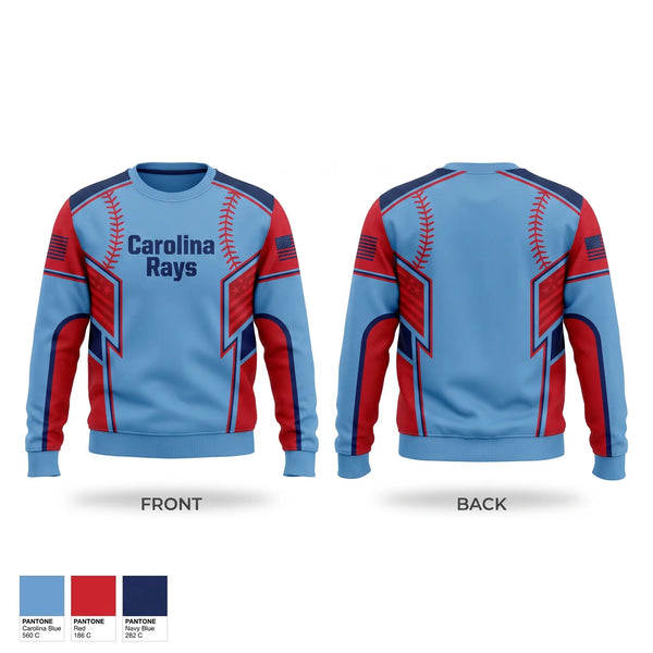 Crew Neck Sweatshirt, Carolina Rays, Baseball, Teamtime, Team time, sublimation, custom sports apparel, team uniforms, spirit wear, spiritwear, sports uniforms, custom shirts, team store, custom team store, fundraiser sports, apparel fundraiser