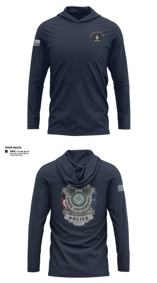 Long Sleeve Performance Shirt with hood, NSU PD, Police, Teamtime, Team time, sublimation, custom sports apparel, team uniforms, spirit wear, spiritwear, sports uniforms, custom shirts, team store, custom team store, fundraiser sports, apparel fundraiser