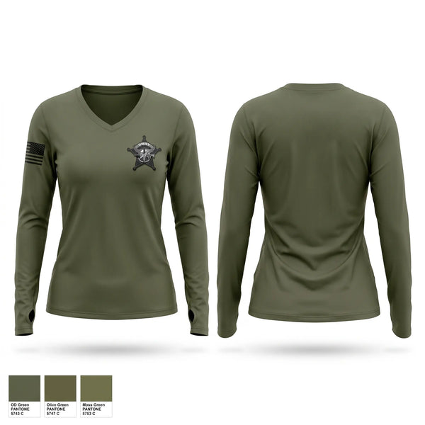 Womens Long Sleeve Vneck Shirt, Lorain County SWAT, Police, Teamtime, Team time, sublimation, custom sports apparel, team uniforms, spirit wear, spiritwear, sports uniforms, custom shirts, team store, custom team store, fundraiser sports, apparel fundraiser