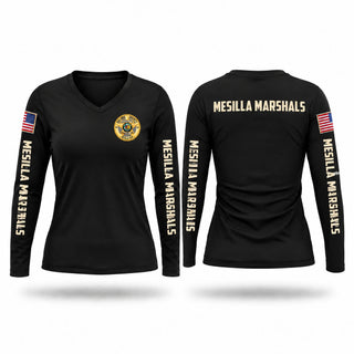 Womens Long Sleeve Vneck Shirt, Mesilla marshals, Police, Teamtime, Team time, sublimation, custom sports apparel, team uniforms, spirit wear, spiritwear, sports uniforms, custom shirts, team store, custom team store, fundraiser sports, apparel fundraiser