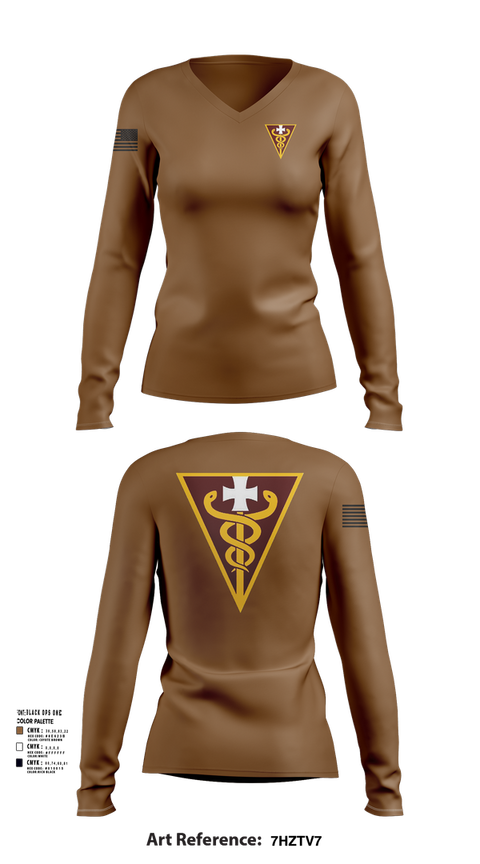 Womens Long Sleeve Vneck Shirt, 3D THEATER MEDICAL COMMAND, , Teamtime, Team time, sublimation, custom sports apparel, team uniforms, spirit wear, spiritwear, sports uniforms, custom shirts, team store, custom team store, fundraiser sports, apparel fundraiser