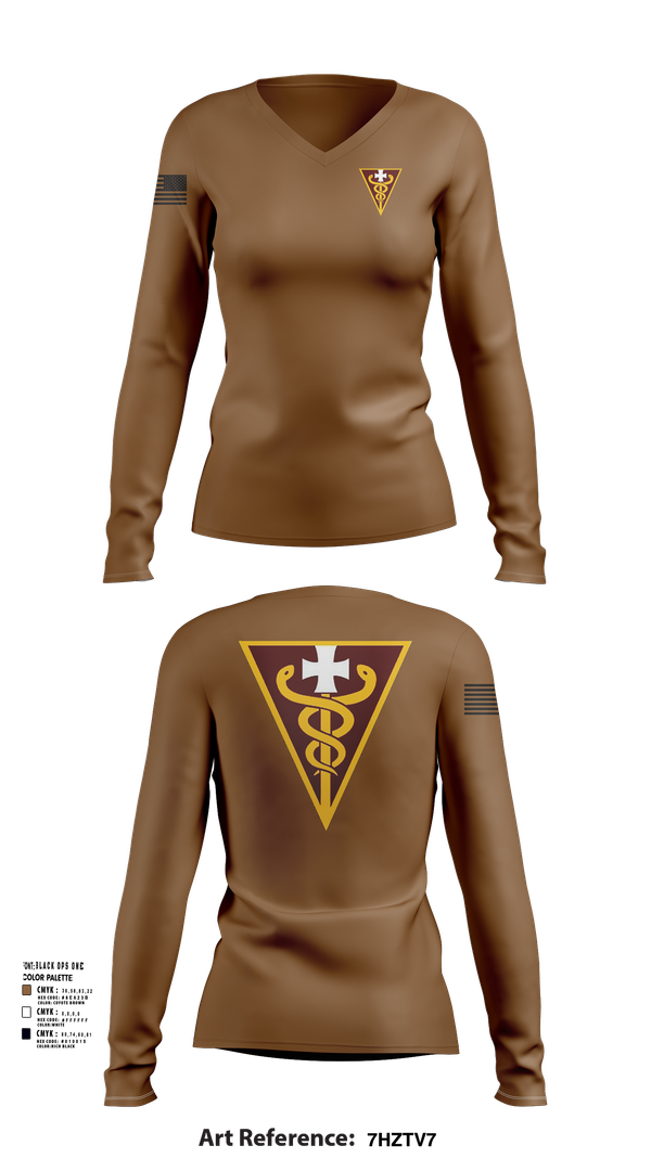 Womens Long Sleeve Vneck Shirt, 3D THEATER MEDICAL COMMAND, , Teamtime, Team time, sublimation, custom sports apparel, team uniforms, spirit wear, spiritwear, sports uniforms, custom shirts, team store, custom team store, fundraiser sports, apparel fundraiser