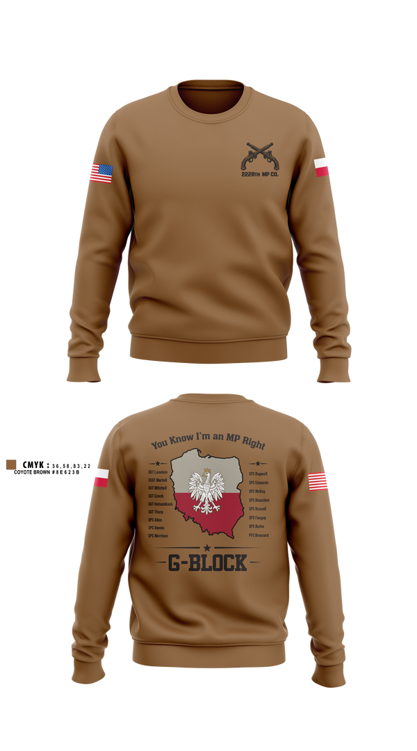 Crew Neck Sweatshirt, 2228TH MP CO 3rd PLT, National Guard, Teamtime, Team time, sublimation, custom sports apparel, team uniforms, spirit wear, spiritwear, sports uniforms, custom shirts, team store, custom team store, fundraiser sports, apparel fundraiser