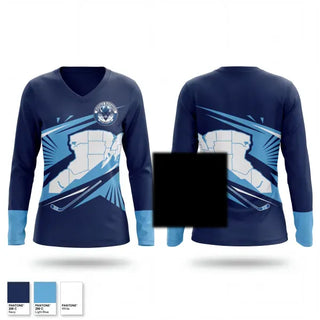 Womens Long Sleeve Vneck Shirt, Buffalo stampede sled hockey team, Ice Hockey, Teamtime, Team time, sublimation, custom sports apparel, team uniforms, spirit wear, spiritwear, sports uniforms, custom shirts, team store, custom team store, fundraiser sports, apparel fundraiser
