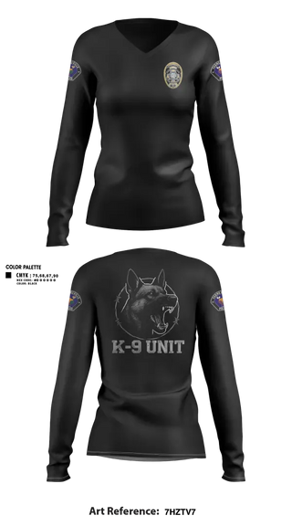 Womens Long Sleeve Vneck Shirt, Farmersville PD, Police, Teamtime, Team time, sublimation, custom sports apparel, team uniforms, spirit wear, spiritwear, sports uniforms, custom shirts, team store, custom team store, fundraiser sports, apparel fundraiser