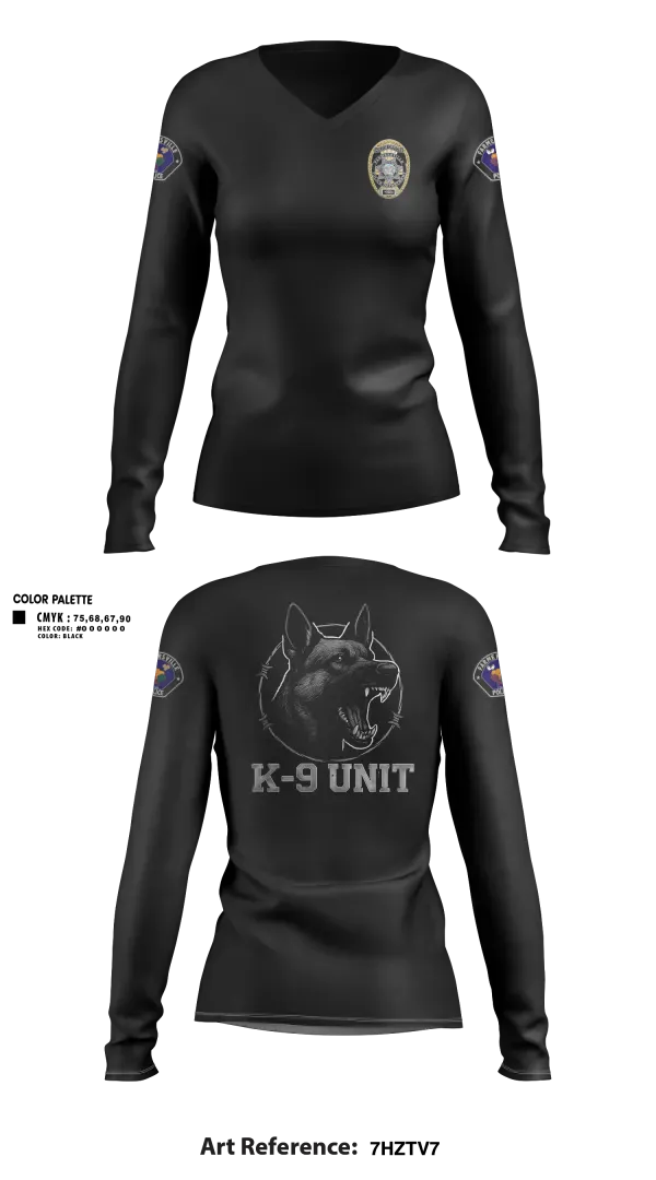 Womens Long Sleeve Vneck Shirt, Farmersville PD, Police, Teamtime, Team time, sublimation, custom sports apparel, team uniforms, spirit wear, spiritwear, sports uniforms, custom shirts, team store, custom team store, fundraiser sports, apparel fundraiser