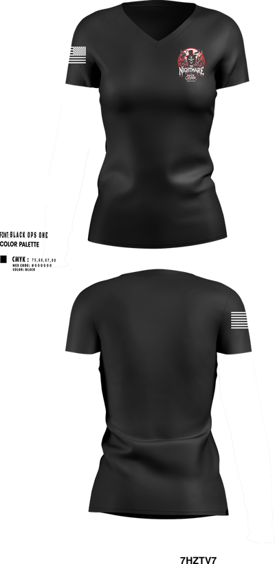 The Nightmare 34301444 Women's Short Sleeve V-neck Shirt - 5