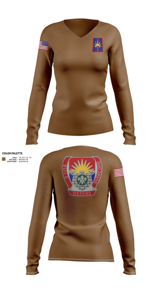 Womens Long Sleeve Vneck Shirt, FSC 204th ENG BN, National Guard, Teamtime, Team time, sublimation, custom sports apparel, team uniforms, spirit wear, spiritwear, sports uniforms, custom shirts, team store, custom team store, fundraiser sports, apparel fundraiser