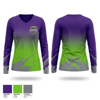 Womens Long Sleeve Vneck Shirt, Khaos Elite, Softball, Teamtime, Team time, sublimation, custom sports apparel, team uniforms, spirit wear, spiritwear, sports uniforms, custom shirts, team store, custom team store, fundraiser sports, apparel fundraiser