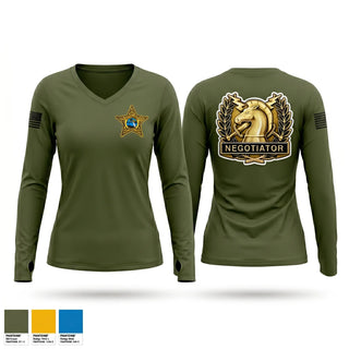 Womens Long Sleeve Vneck Shirt, Columbia County, Police, Teamtime, Team time, sublimation, custom sports apparel, team uniforms, spirit wear, spiritwear, sports uniforms, custom shirts, team store, custom team store, fundraiser sports, apparel fundraiser