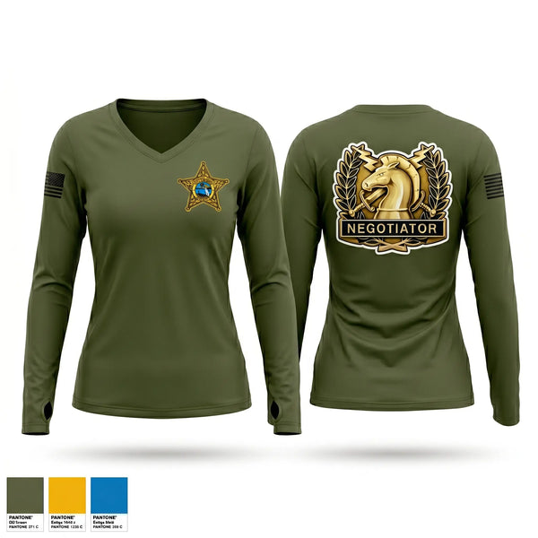 Womens Long Sleeve Vneck Shirt, Columbia County, Police, Teamtime, Team time, sublimation, custom sports apparel, team uniforms, spirit wear, spiritwear, sports uniforms, custom shirts, team store, custom team store, fundraiser sports, apparel fundraiser