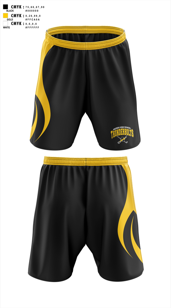 Athletic Shorts With Pockets, Andrew Thunderbolts Golf, Golf, Teamtime, Team time, sublimation, custom sports apparel, team uniforms, spirit wear, spiritwear, sports uniforms, custom shirts, team store, custom team store, fundraiser sports, apparel fundraiser