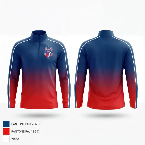 Quarter Zip Jacket, Fast Break Basketball, Men's Basketball, Teamtime, Team time, sublimation, custom sports apparel, team uniforms, spirit wear, spiritwear, sports uniforms, custom shirts, team store, custom team store, fundraiser sports, apparel fundraiser