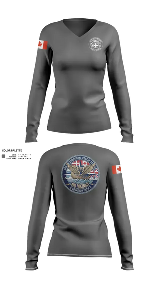 Womens Long Sleeve Vneck Shirt, 6 Squadron Crew 2, , Teamtime, Team time, sublimation, custom sports apparel, team uniforms, spirit wear, spiritwear, sports uniforms, custom shirts, team store, custom team store, fundraiser sports, apparel fundraiser