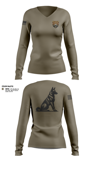 Womens Long Sleeve Vneck Shirt, 355 K9, Air Force, Teamtime, Team time, sublimation, custom sports apparel, team uniforms, spirit wear, spiritwear, sports uniforms, custom shirts, team store, custom team store, fundraiser sports, apparel fundraiser