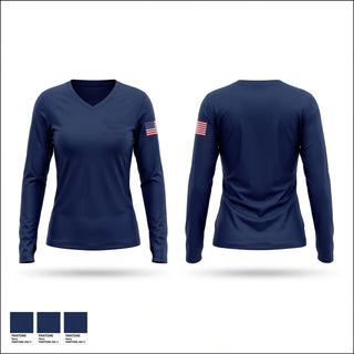 Womens Long Sleeve Vneck Shirt, Plymouth Police Department, Police, Teamtime, Team time, sublimation, custom sports apparel, team uniforms, spirit wear, spiritwear, sports uniforms, custom shirts, team store, custom team store, fundraiser sports, apparel fundraiser