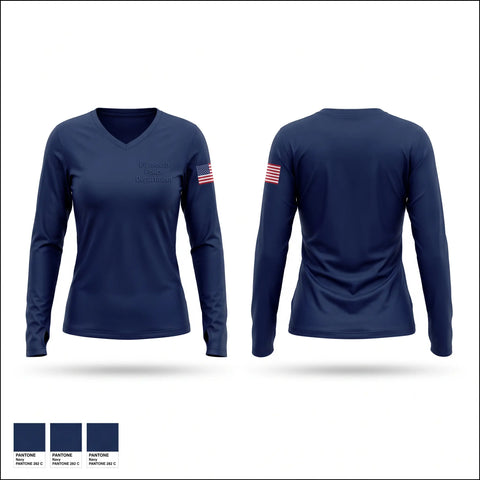 Womens Long Sleeve Vneck Shirt, Plymouth Police Department, Police, Teamtime, Team time, sublimation, custom sports apparel, team uniforms, spirit wear, spiritwear, sports uniforms, custom shirts, team store, custom team store, fundraiser sports, apparel fundraiser