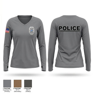 Womens Long Sleeve Vneck Shirt, LAURINBURG POLICE DEPARTMENT, Police, Teamtime, Team time, sublimation, custom sports apparel, team uniforms, spirit wear, spiritwear, sports uniforms, custom shirts, team store, custom team store, fundraiser sports, apparel fundraiser