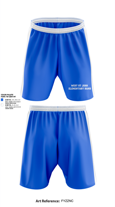 West St John Elementary Rams 70524976 Athletic Shorts With Pockets - 1