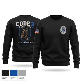 Crew Neck Sweatshirt, Code 3 Security, Police, Teamtime, Team time, sublimation, custom sports apparel, team uniforms, spirit wear, spiritwear, sports uniforms, custom shirts, team store, custom team store, fundraiser sports, apparel fundraiser