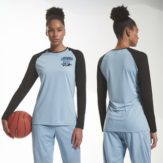 Womens Long Sleeve Vneck Shirt, Summerland Bobcats, Women's Basketball, Teamtime, Team time, sublimation, custom sports apparel, team uniforms, spirit wear, spiritwear, sports uniforms, custom shirts, team store, custom team store, fundraiser sports, apparel fundraiser