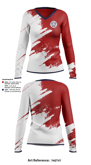 Womens Long Sleeve Vneck Shirt, American Renaissance Academy, Swimming, Teamtime, Team time, sublimation, custom sports apparel, team uniforms, spirit wear, spiritwear, sports uniforms, custom shirts, team store, custom team store, fundraiser sports, apparel fundraiser