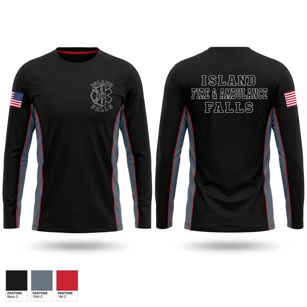 Long Sleeve Performance Shirt, Island Falls Fire & Ambulance, Fire Department, Teamtime, Team time, sublimation, custom sports apparel, team uniforms, spirit wear, spiritwear, sports uniforms, custom shirts, team store, custom team store, fundraiser sports, apparel fundraiser