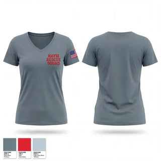 Womens Short Sleeve Vneck Shirt, Haysi Rescue Squad, EMS/EMT, Teamtime, Team time, sublimation, custom sports apparel, team uniforms, spirit wear, spiritwear, sports uniforms, custom shirts, team store, custom team store, fundraiser sports, apparel fundraiser