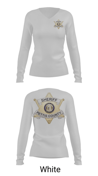 Womens Long Sleeve Vneck Shirt, Pettis County Sherrifs Office, Police, Teamtime, Team time, sublimation, custom sports apparel, team uniforms, spirit wear, spiritwear, sports uniforms, custom shirts, team store, custom team store, fundraiser sports, apparel fundraiser