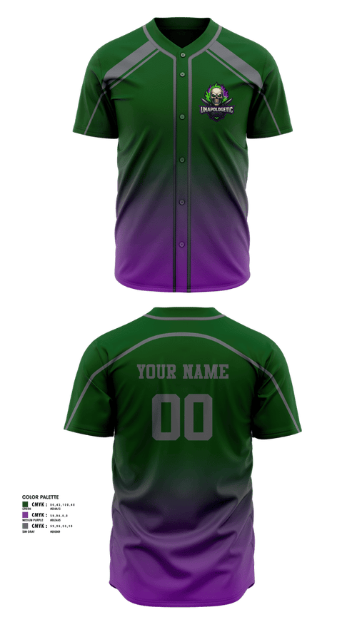 Full Button Baseball Jersey, Unapologetic, Baseball, Teamtime, Team time, sublimation, custom sports apparel, team uniforms, spirit wear, spiritwear, sports uniforms, custom shirts, team store, custom team store, fundraiser sports, apparel fundraiser