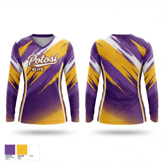 Womens Long Sleeve Vneck Shirt, Potosi Elite, Softball, Teamtime, Team time, sublimation, custom sports apparel, team uniforms, spirit wear, spiritwear, sports uniforms, custom shirts, team store, custom team store, fundraiser sports, apparel fundraiser