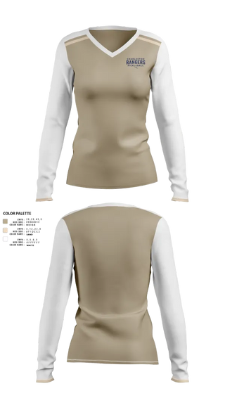 Womens Long Sleeve Vneck Shirt, Charleston Rangers Pickleball, Tennis, Teamtime, Team time, sublimation, custom sports apparel, team uniforms, spirit wear, spiritwear, sports uniforms, custom shirts, team store, custom team store, fundraiser sports, apparel fundraiser