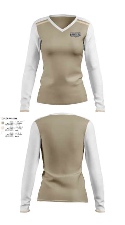 Charleston Rangers Pickleball 48362347 Women's Long Sleeve V-neck Shirt - 21