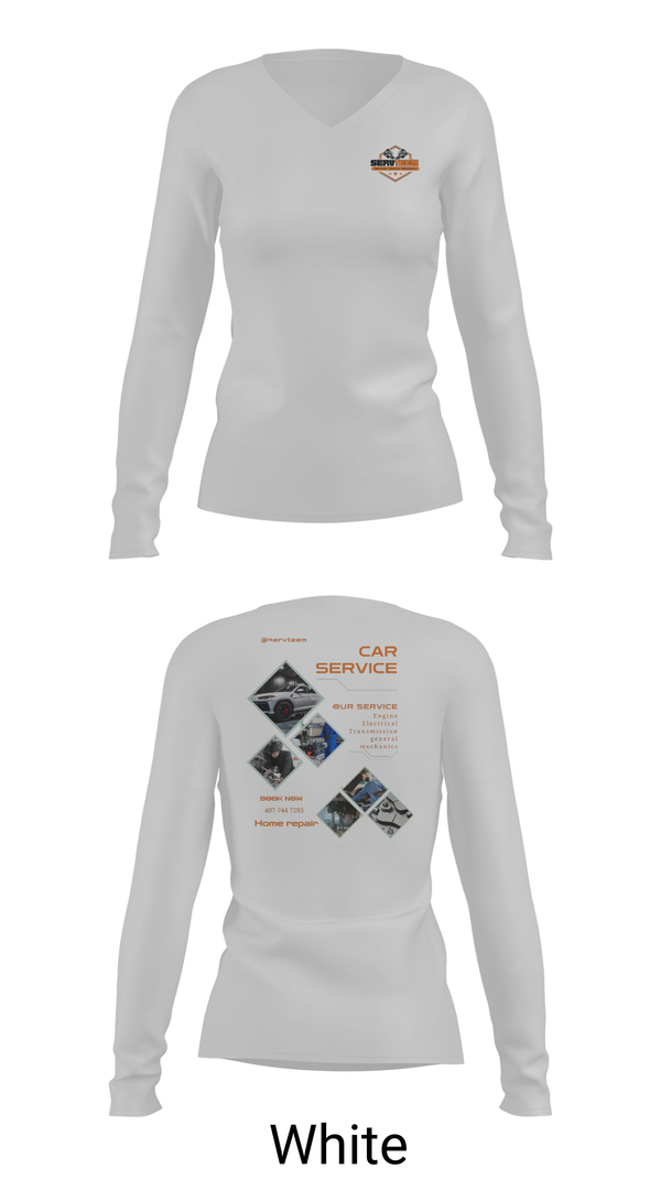 Womens Long Sleeve Vneck Shirt, Servteem automotive group llc, , Teamtime, Team time, sublimation, custom sports apparel, team uniforms, spirit wear, spiritwear, sports uniforms, custom shirts, team store, custom team store, fundraiser sports, apparel fundraiser