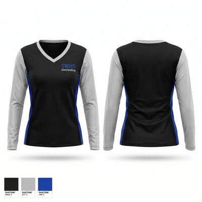 SWMS cheerleading 2238450 Women's Long Sleeve V-neck Shirt - 1