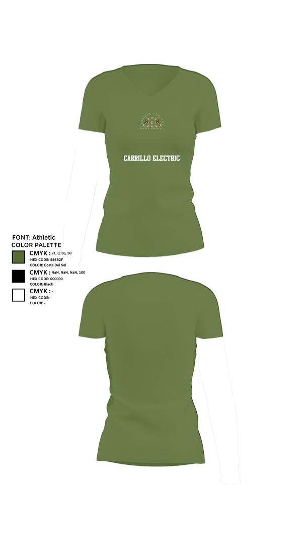 Womens Short Sleeve Vneck Shirt, Carrillo electric, , Teamtime, Team time, sublimation, custom sports apparel, team uniforms, spirit wear, spiritwear, sports uniforms, custom shirts, team store, custom team store, fundraiser sports, apparel fundraiser