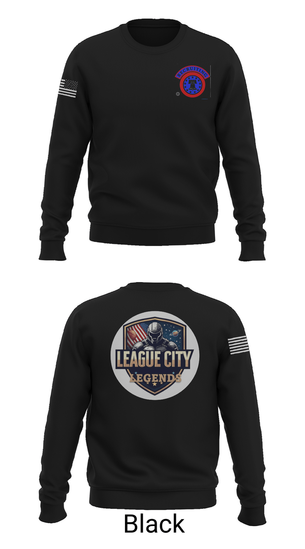 Crew Neck Sweatshirt, LEAGUE CITY RECRUITING, Army, Teamtime, Team time, sublimation, custom sports apparel, team uniforms, spirit wear, spiritwear, sports uniforms, custom shirts, team store, custom team store, fundraiser sports, apparel fundraiser