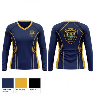 Womens Long Sleeve Vneck Shirt, Wilkinsburg Police Department, Police, Teamtime, Team time, sublimation, custom sports apparel, team uniforms, spirit wear, spiritwear, sports uniforms, custom shirts, team store, custom team store, fundraiser sports, apparel fundraiser