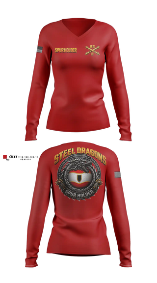 Womens Long Sleeve Vneck Shirt, 2-82 FAR, 1CD DIVARTY, SPUR, Army, Teamtime, Team time, sublimation, custom sports apparel, team uniforms, spirit wear, spiritwear, sports uniforms, custom shirts, team store, custom team store, fundraiser sports, apparel fundraiser