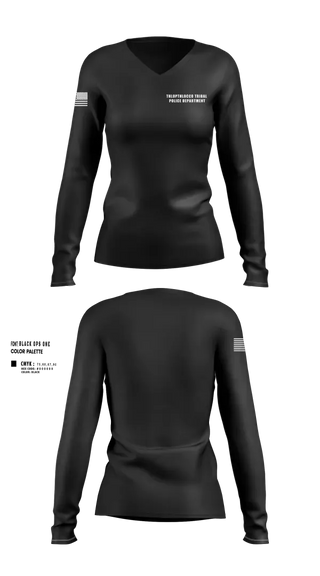 Womens Long Sleeve Vneck Shirt, Thlopthlocco Tribal Police Department, Police, Teamtime, Team time, sublimation, custom sports apparel, team uniforms, spirit wear, spiritwear, sports uniforms, custom shirts, team store, custom team store, fundraiser sports, apparel fundraiser