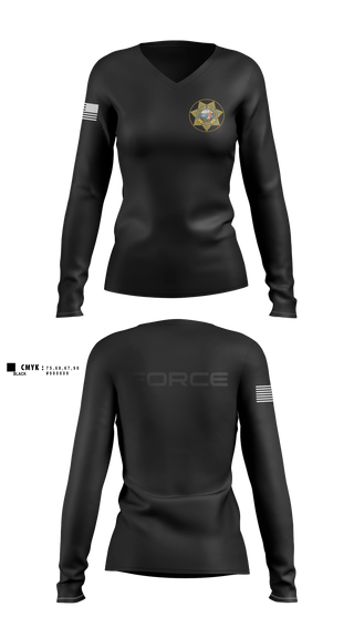 Womens Long Sleeve Vneck Shirt, Ucla police departments, Police, Teamtime, Team time, sublimation, custom sports apparel, team uniforms, spirit wear, spiritwear, sports uniforms, custom shirts, team store, custom team store, fundraiser sports, apparel fundraiser