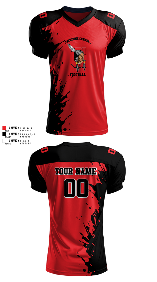 Football Jersey, Cheyenne Central, , Teamtime, Team time, sublimation, custom sports apparel, team uniforms, spirit wear, spiritwear, sports uniforms, custom shirts, team store, custom team store, fundraiser sports, apparel fundraiser