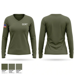 Womens Long Sleeve Vneck Shirt, CERT, Police, Teamtime, Team time, sublimation, custom sports apparel, team uniforms, spirit wear, spiritwear, sports uniforms, custom shirts, team store, custom team store, fundraiser sports, apparel fundraiser