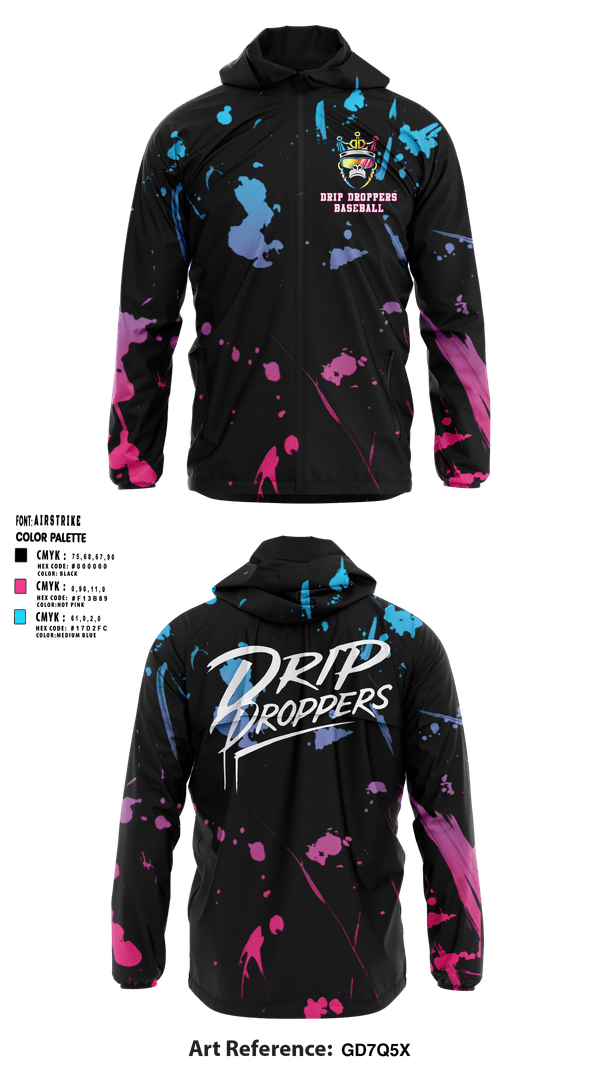 Windbreaker, Drip Droppers, Baseball, Teamtime, Team time, sublimation, custom sports apparel, team uniforms, spirit wear, spiritwear, sports uniforms, custom shirts, team store, custom team store, fundraiser sports, apparel fundraiser