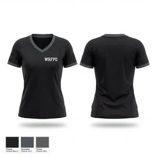 Womens Short Sleeve Vneck Shirt, WRFPD, Fire Department, Teamtime, Team time, sublimation, custom sports apparel, team uniforms, spirit wear, spiritwear, sports uniforms, custom shirts, team store, custom team store, fundraiser sports, apparel fundraiser