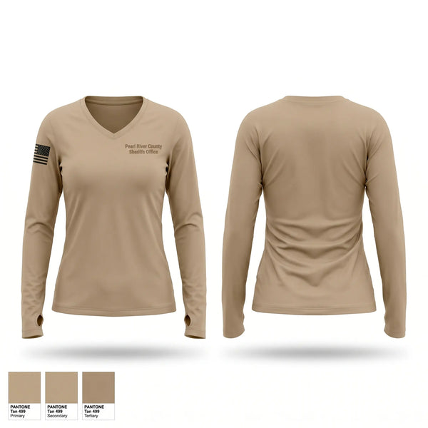 Womens Long Sleeve Vneck Shirt, Pearl river county Sheriffs office, Police, Teamtime, Team time, sublimation, custom sports apparel, team uniforms, spirit wear, spiritwear, sports uniforms, custom shirts, team store, custom team store, fundraiser sports, apparel fundraiser