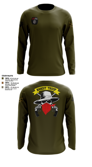 Long Sleeve Performance Shirt, 6-9 bandit troop, Army, Teamtime, Team time, sublimation, custom sports apparel, team uniforms, spirit wear, spiritwear, sports uniforms, custom shirts, team store, custom team store, fundraiser sports, apparel fundraiser