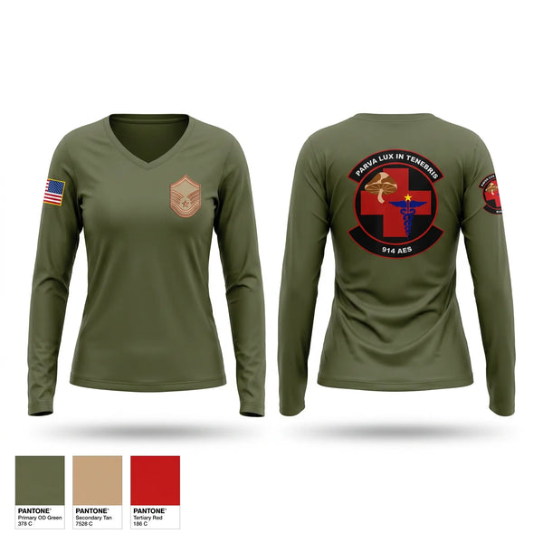 Womens Long Sleeve Vneck Shirt, 914th AES, Air Force, Teamtime, Team time, sublimation, custom sports apparel, team uniforms, spirit wear, spiritwear, sports uniforms, custom shirts, team store, custom team store, fundraiser sports, apparel fundraiser