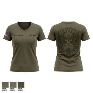 Womens Short Sleeve Vneck Shirt, Maytag Maulers, National Guard, Teamtime, Team time, sublimation, custom sports apparel, team uniforms, spirit wear, spiritwear, sports uniforms, custom shirts, team store, custom team store, fundraiser sports, apparel fundraiser