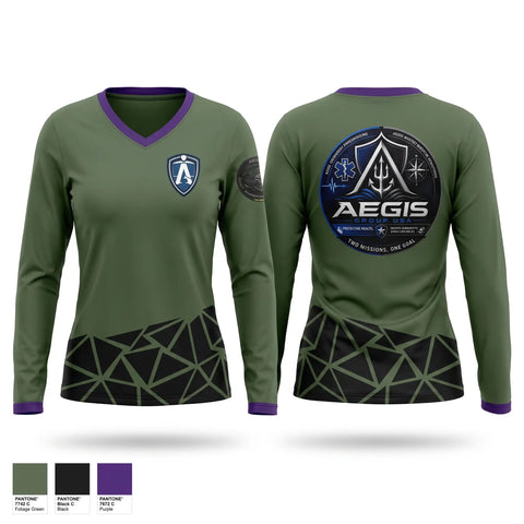 Womens Long Sleeve Vneck Shirt, AEGIS Group USA, Police, Teamtime, Team time, sublimation, custom sports apparel, team uniforms, spirit wear, spiritwear, sports uniforms, custom shirts, team store, custom team store, fundraiser sports, apparel fundraiser